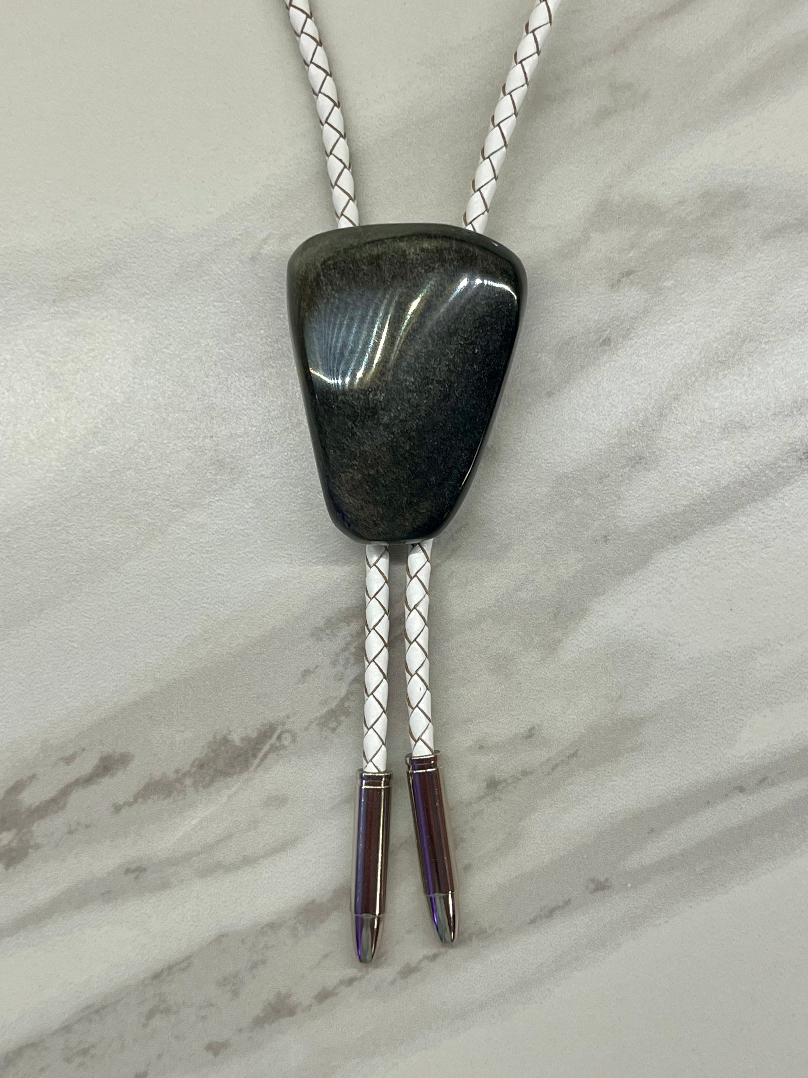 Silver Sheen Obsidian Bolo Tie