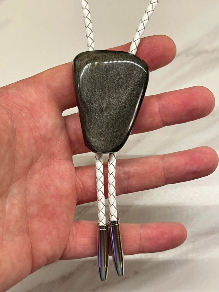 Silver Sheen Obsidian Bolo Tie