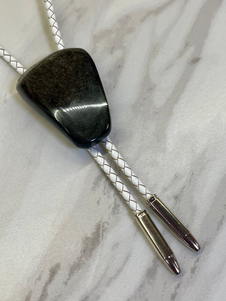 Silver Sheen Obsidian Bolo Tie