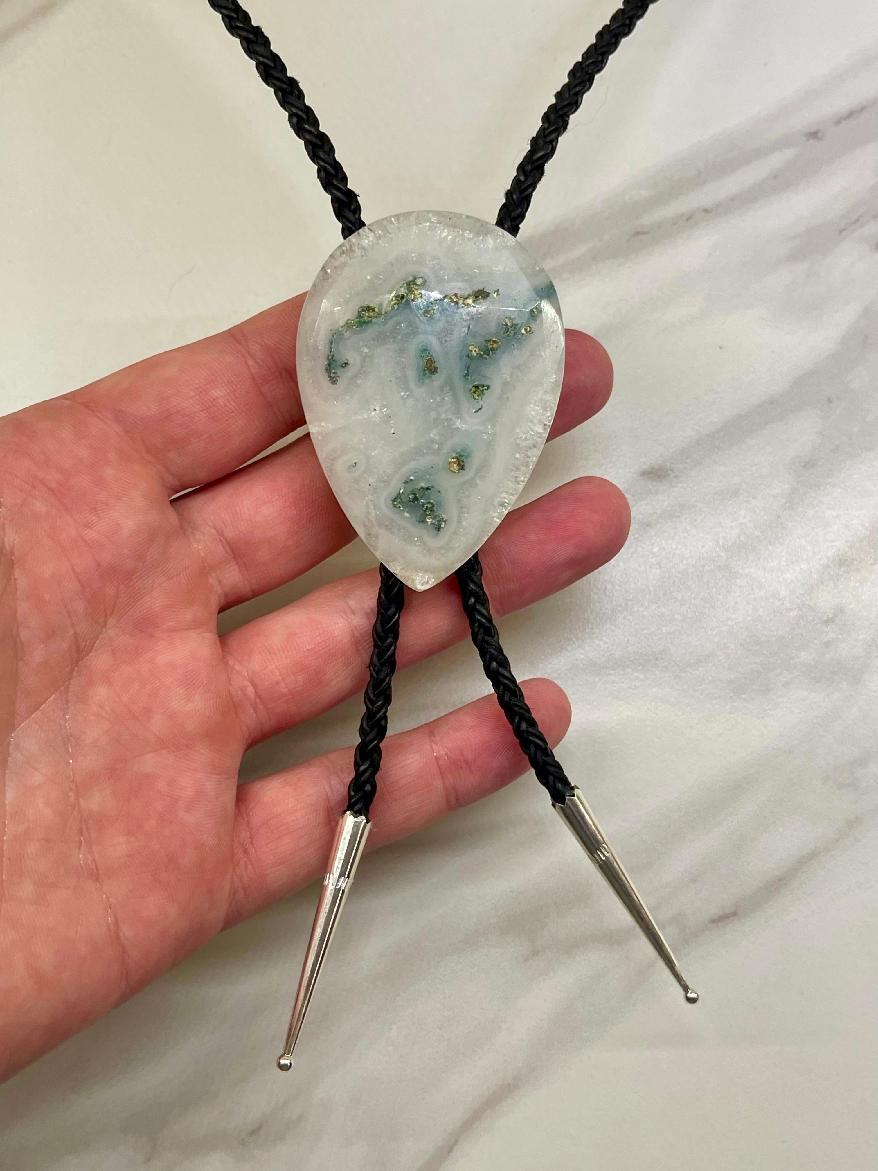 Faceted Roots – Moss Agate Bolo Tie