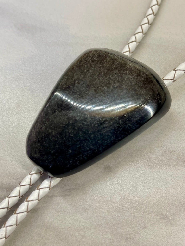 Silver Sheen Obsidian Bolo Tie