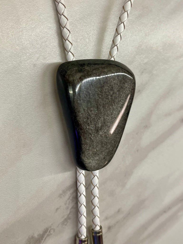 Silver Sheen Obsidian Bolo Tie