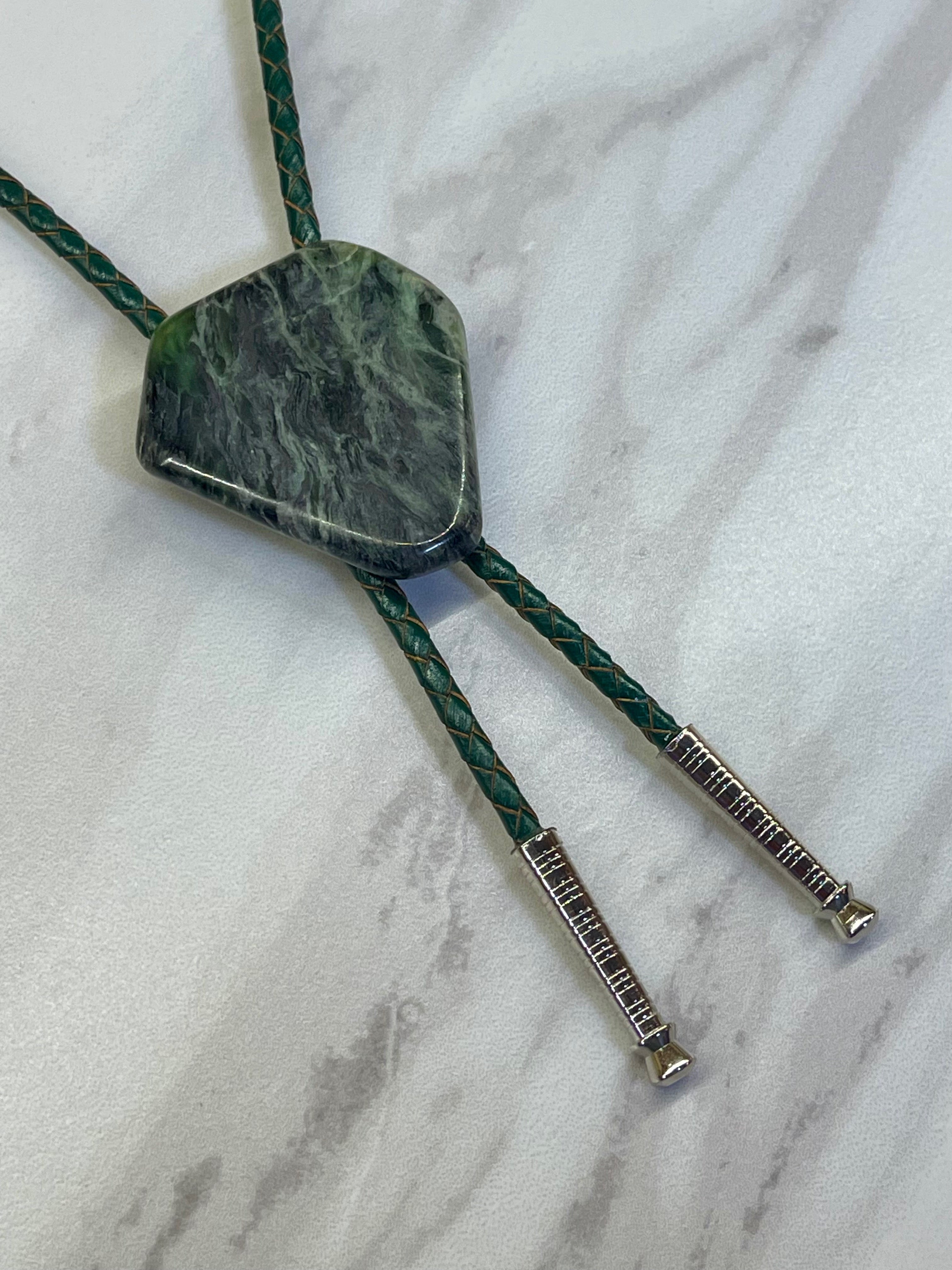 Mossbound Peak – Green Jade Bolo Tie