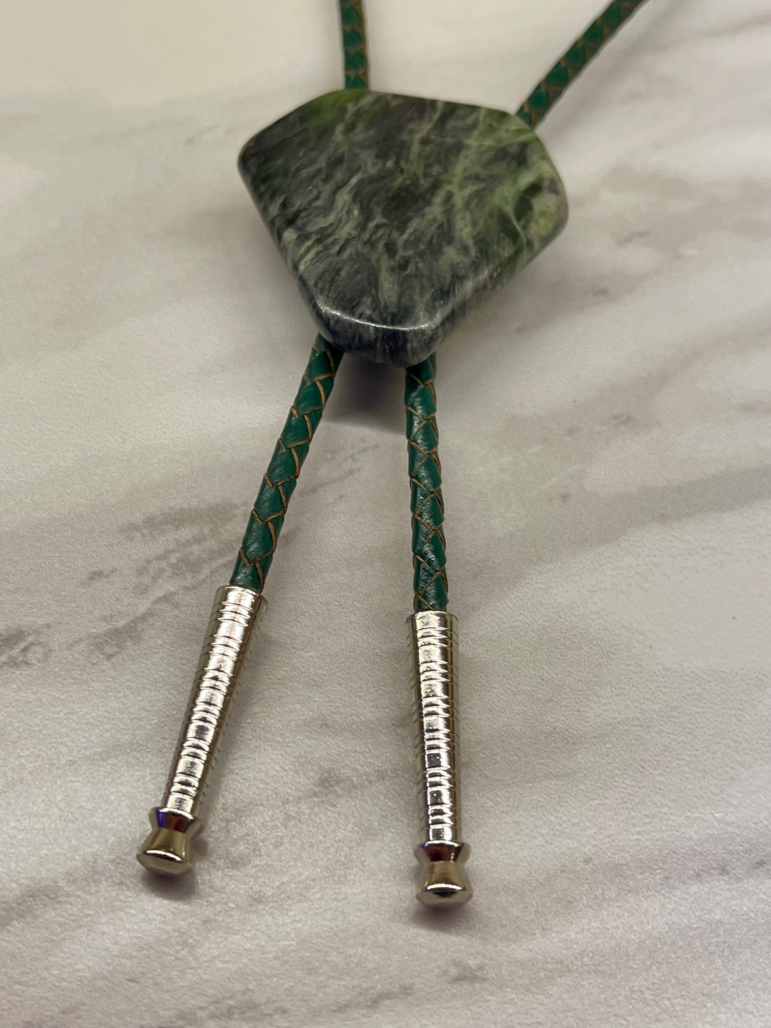 Mossbound Peak – Green Jade Bolo Tie