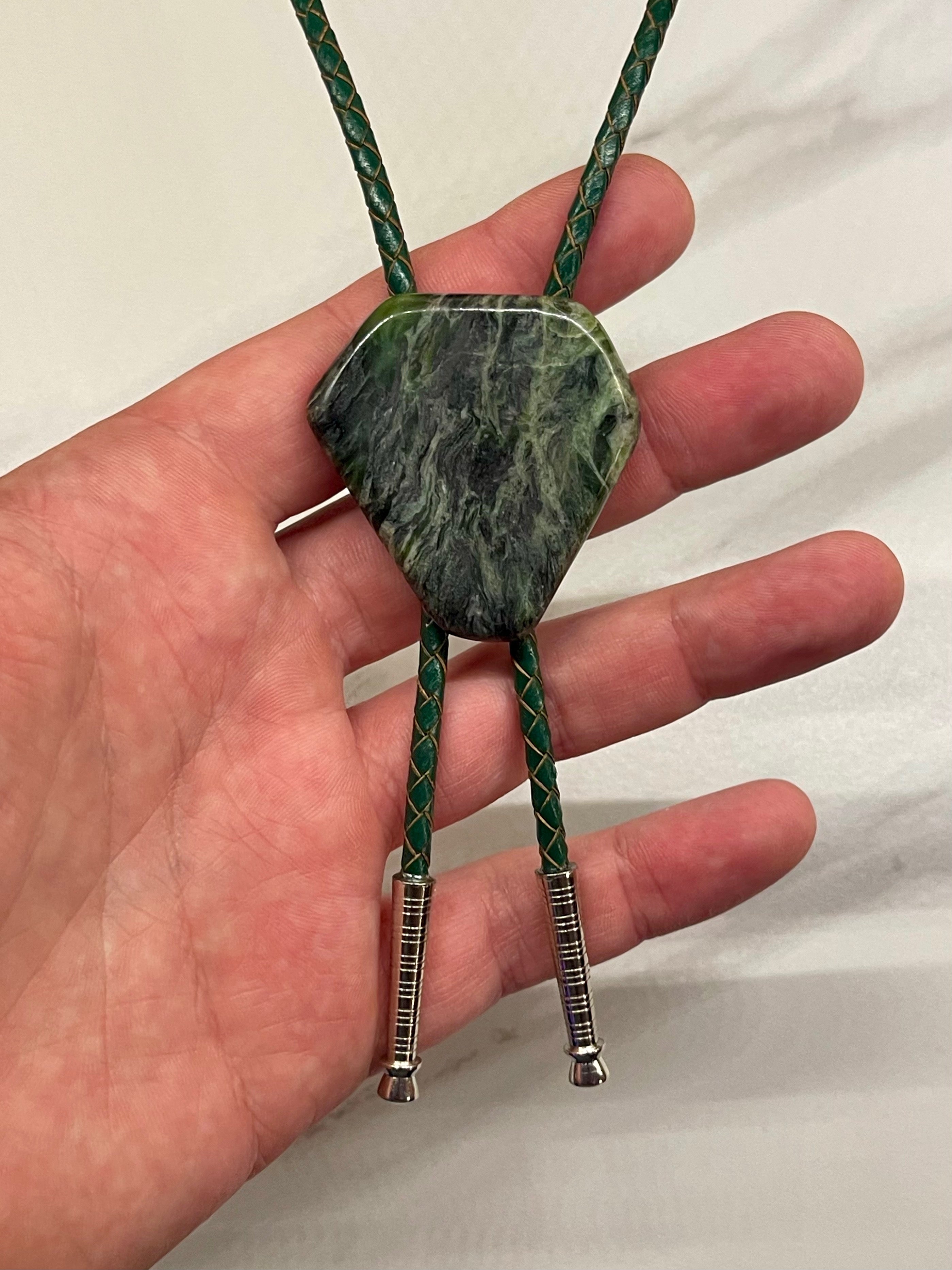 Mossbound Peak – Green Jade Bolo Tie