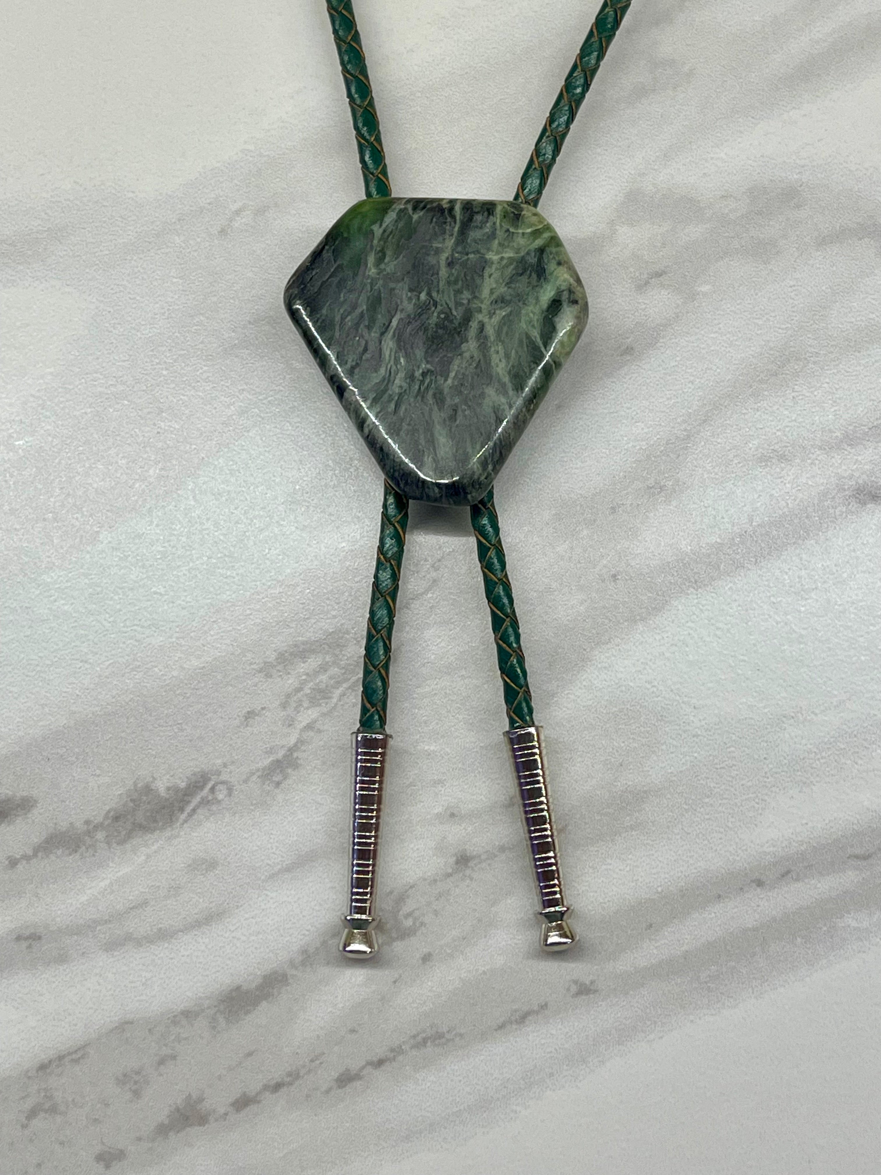 Mossbound Peak – Green Jade Bolo Tie